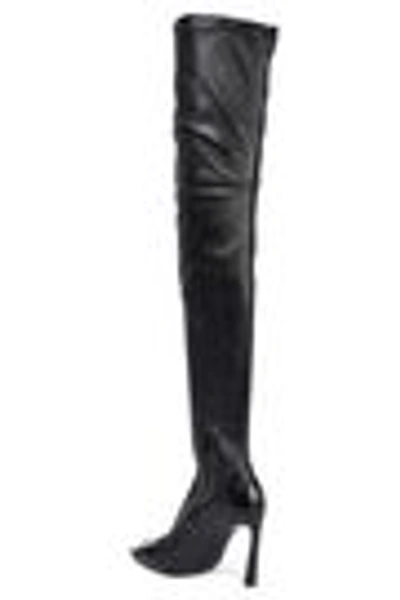 Shop Roger Vivier Cuissard Buckle-embellished Leather Thigh Boots In Black