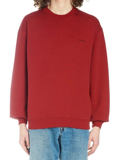 Shop Balenciaga Logo Crewneck Sweater In Red