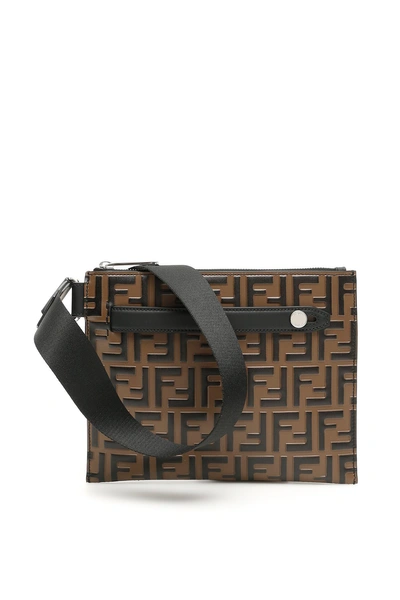 Shop Fendi Ff Logo Messenger Bag In Multi