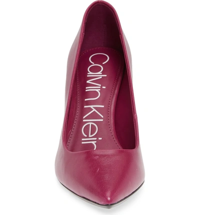 Shop Calvin Klein 'gayle' Pointy Toe Pump In Magenta Leather