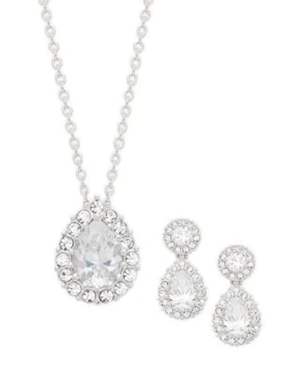 Shop Adriana Orsini Crystal Necklace & Earrings Set In Rhodium