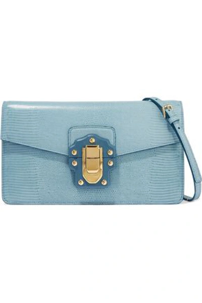 Shop Dolce & Gabbana Woman Lucia Lizard-effect Leather Shoulder Bag Light Blue