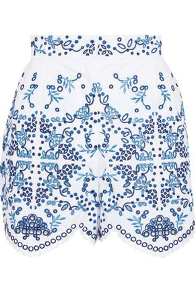 Shop Dolce & Gabbana Woman Broderie Anglaise Cotton-blend Shorts White