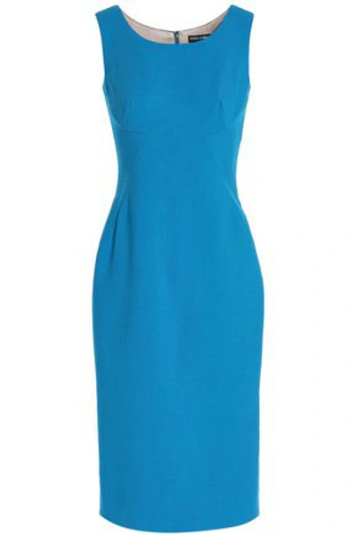 Shop Dolce & Gabbana Wool-blend Crepe Dress In Azure