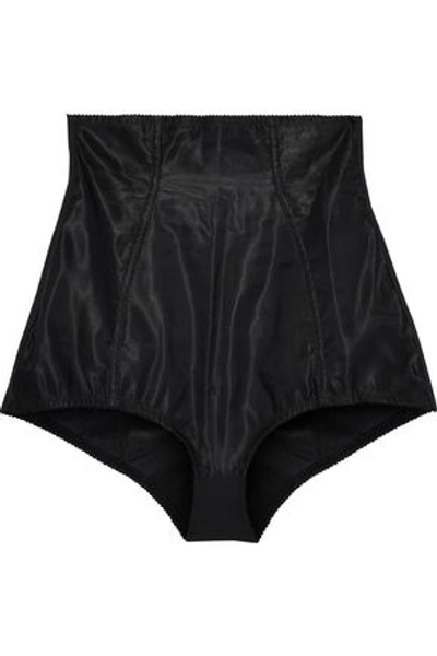 Shop Dolce & Gabbana Woman Satin And Stretch-jersey High-rise Briefs Black