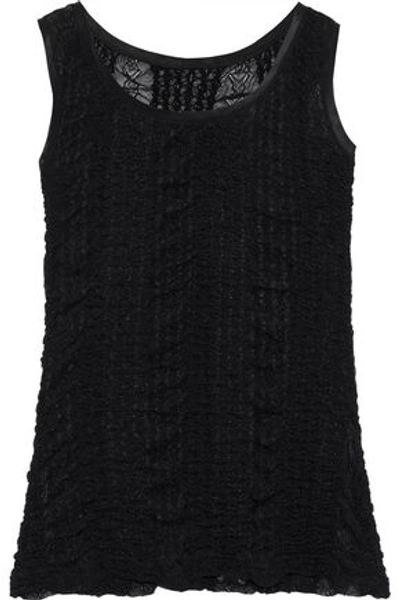 Shop Dolce & Gabbana Satin-trimmed Ruched Lace Tank In Black