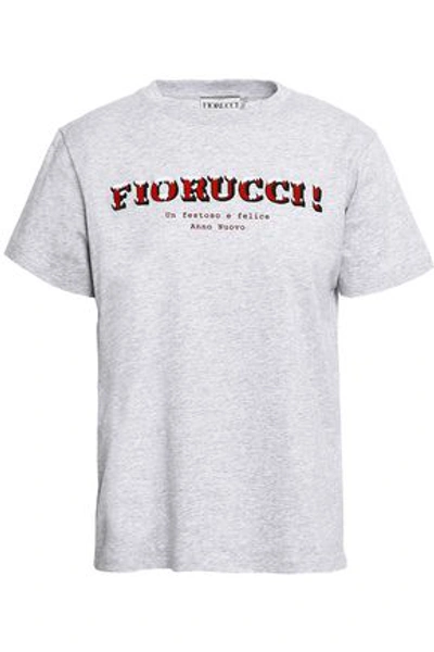 Shop Fiorucci Woman Printed Mélange Cotton-jersey T-shirt Light Gray