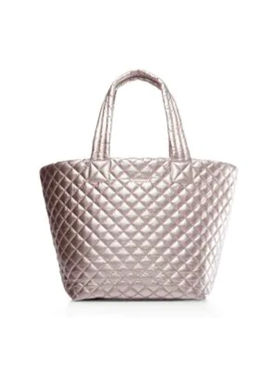 Shop Mz Wallace Medium Metro Quilted Nylon Tote In Rose Gold