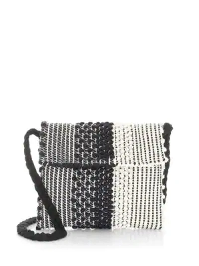 Shop Antonello Tedde Medium Suni Strisce Bicolor Crossbody Bag In Black