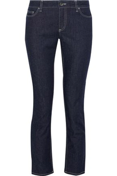 Shop Dolce & Gabbana Woman Mid-rise Skinny Jeans Dark Denim