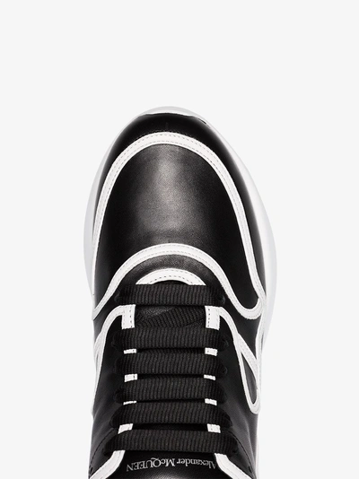 Shop Alexander Mcqueen Black Contrast Trim Chunky Leather Low Top Sneakers