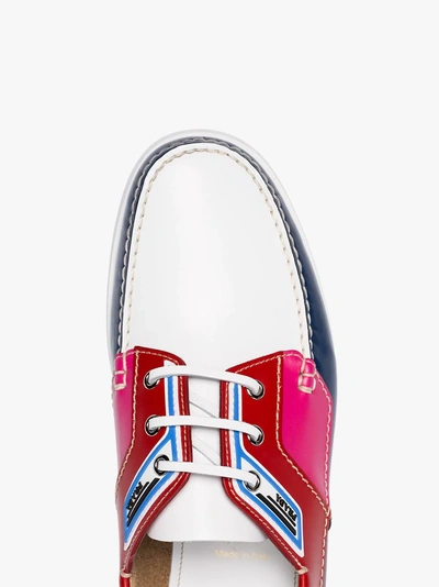 Shop Prada Boat Shoes In F0a3y Cobalt Blue+red
