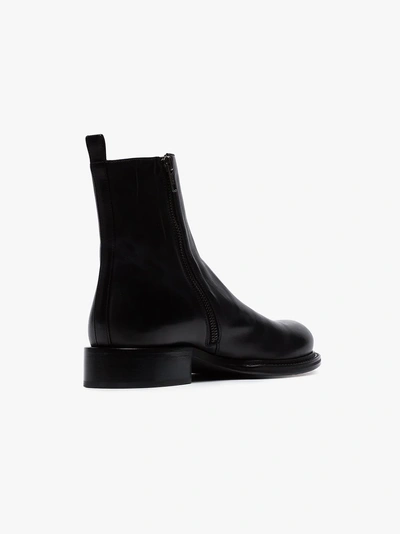 Shop Ann Demeulemeester Black Leather Ankle Boots