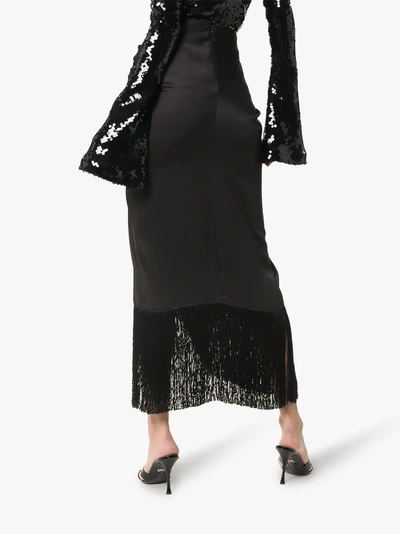 Shop Magda Butrym Alba Fringed Silk Skirt In Black