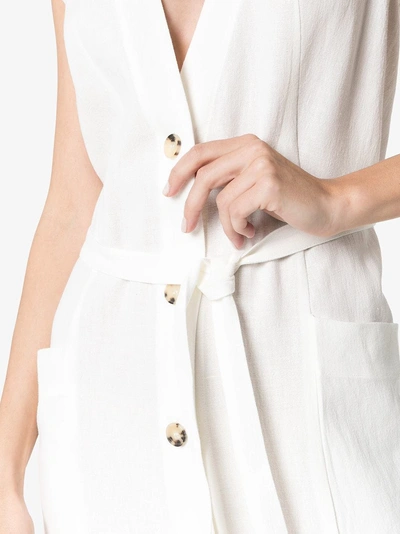 Shop Le Kasha Luxor Button Down Linen Dress In White