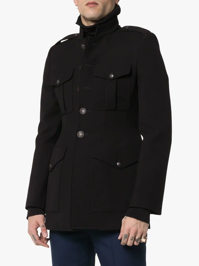 Shop Balenciaga Single-breasted Officer Wool Jacket In 1000 Black
