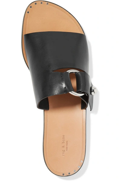 Shop Rag & Bone Arc Buckled Leather Slides In Black