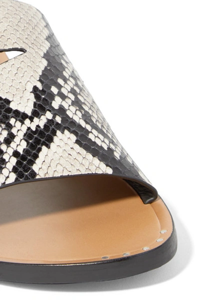 Shop Rag & Bone Arc Buckled Snake-effect Leather Slides In Snake Print
