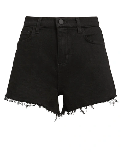 Shop L Agence Ryland Cut-off Denim Shorts In Black