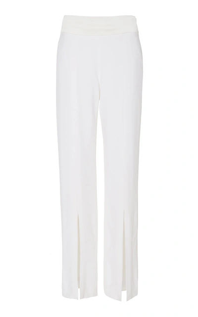 Shop Jonathan Simkhai Slit-front Satin Straight-leg Pants In White