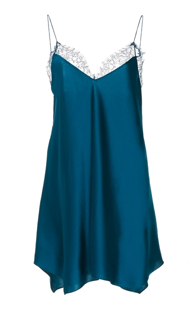 Shop Jonathan Simkhai Lace-trimmed Mixed-silk Camisole In Blue