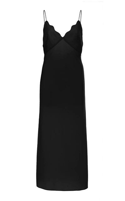 Shop Acler Aviel Scalloped Midi Slip Dress In Black