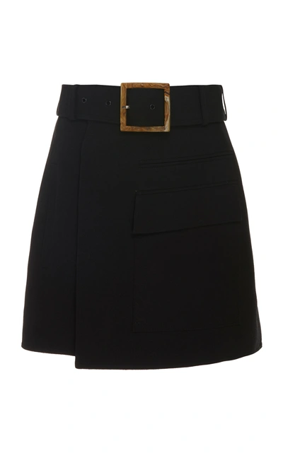 Shop Acler Alameda High-waist Wrap-effect Mini Skirt In Black