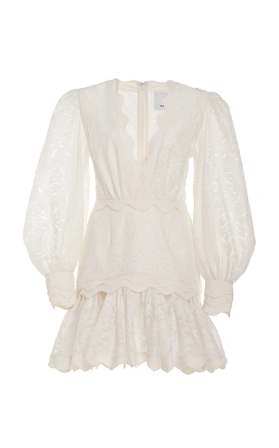 Shop Acler Montana Ruffled Lace Mini Dress In Ivory