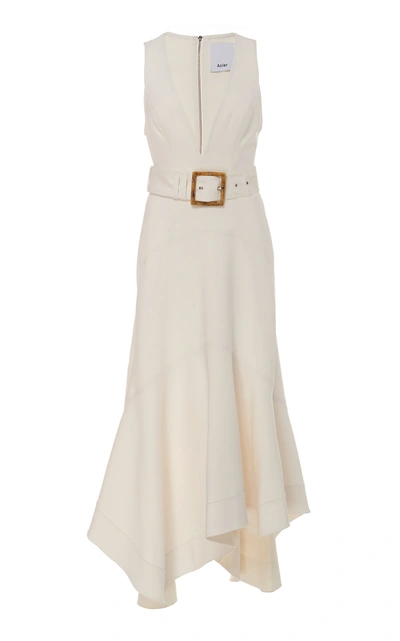Shop Acler Normandie Plunging-neck Sleeveless Midi Dress In White