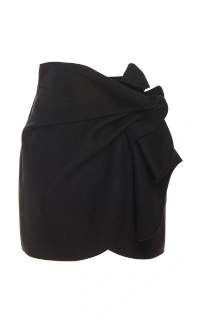 Shop Acler Bronte Ruffled Wrap-effect Mini Skirt In Black