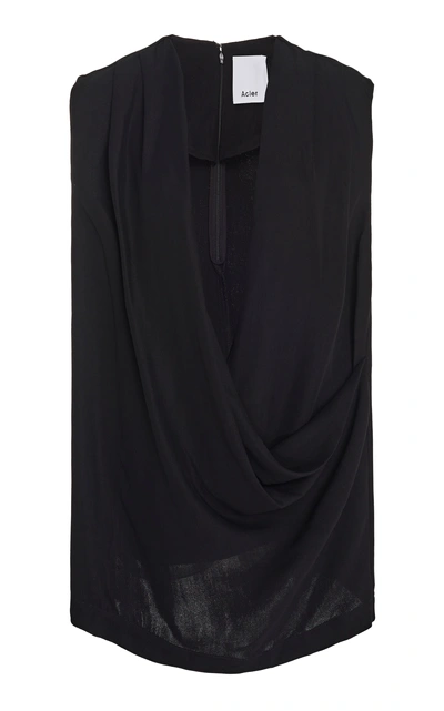Shop Acler Indiannah Draped V-neck Sleeveless Top In Black