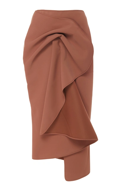 Shop Acler Crawford Ruffled Wrap-effect Midi Skirt In Neutral