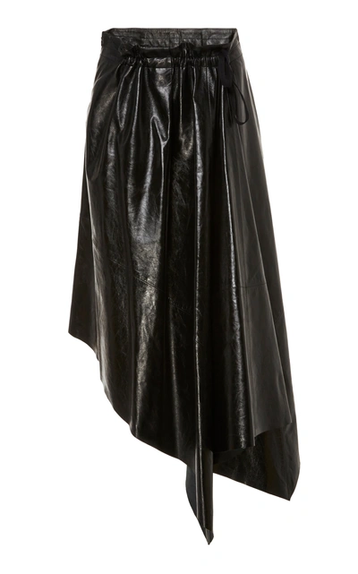 Shop Proenza Schouler Asymmetric Leather Skirt In Black