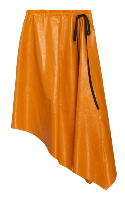 Shop Proenza Schouler Asymmetric Leather Skirt In Orange