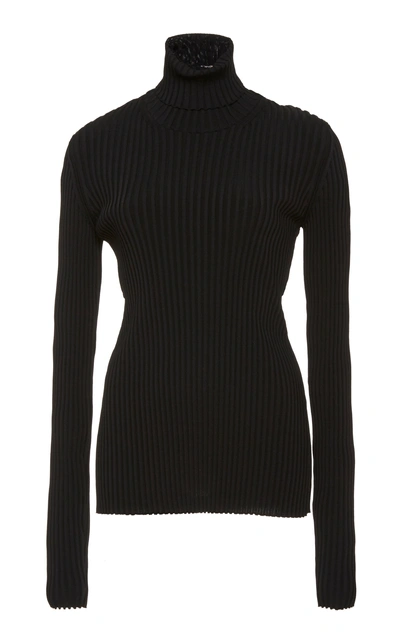 Shop Proenza Schouler Ribbed Wool-blend Sweater In Black
