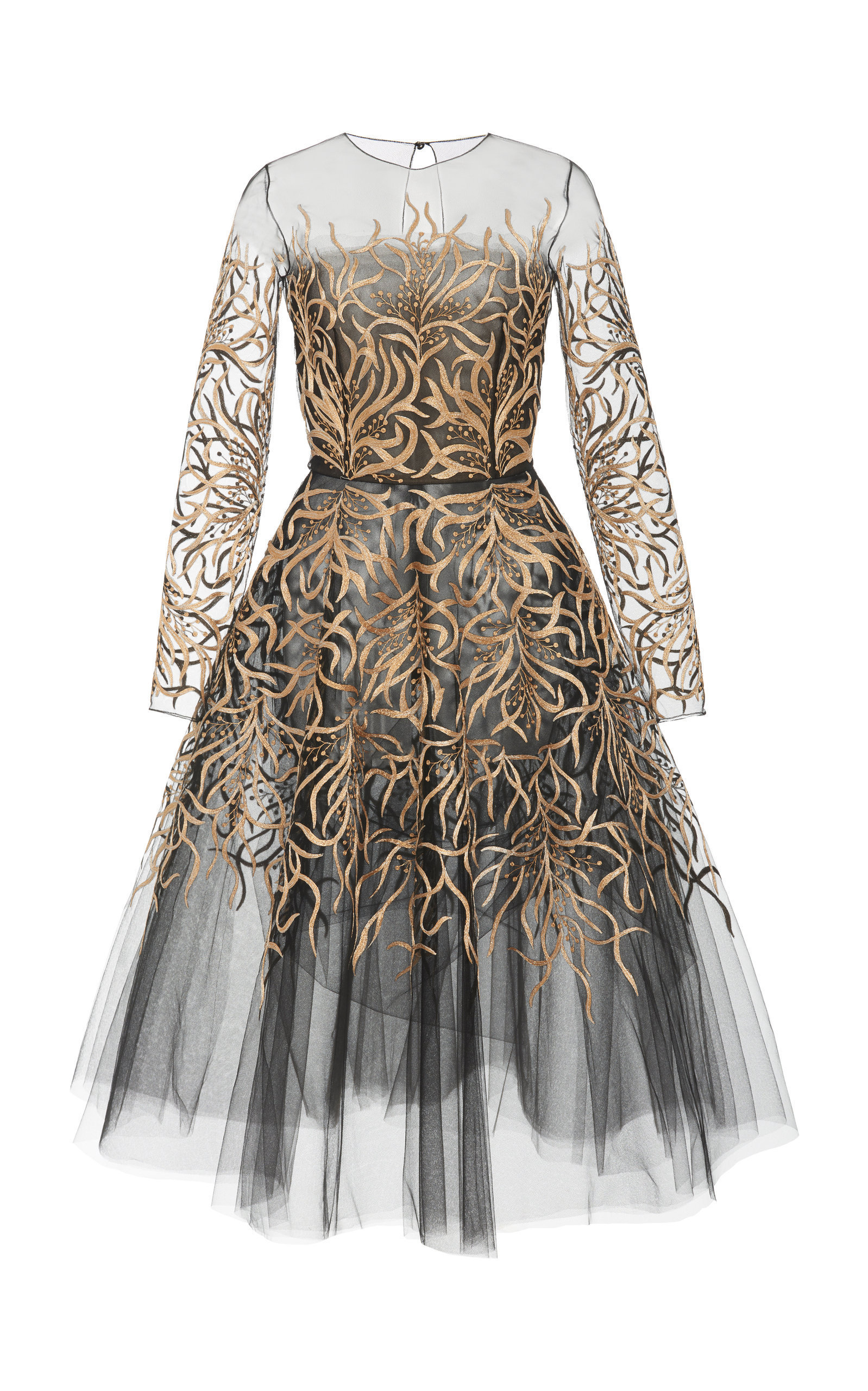 oscar de la renta black and gold dress