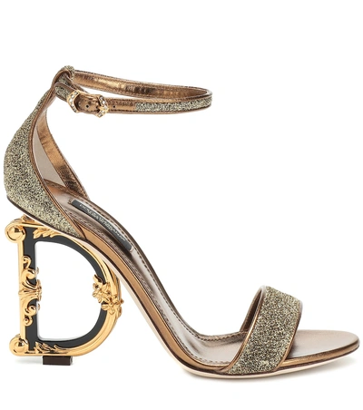Shop Dolce & Gabbana Keria Embellished Leather Sandals In Metallic