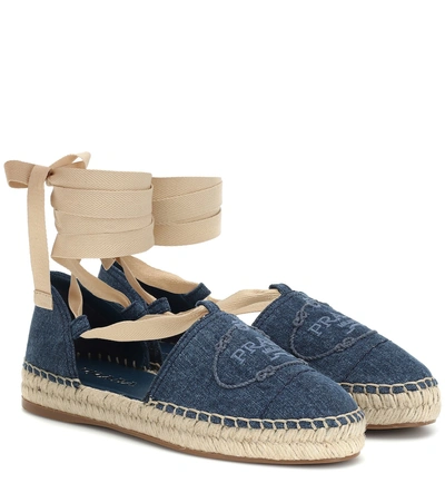 Shop Prada Denim Espadrilles In Blue