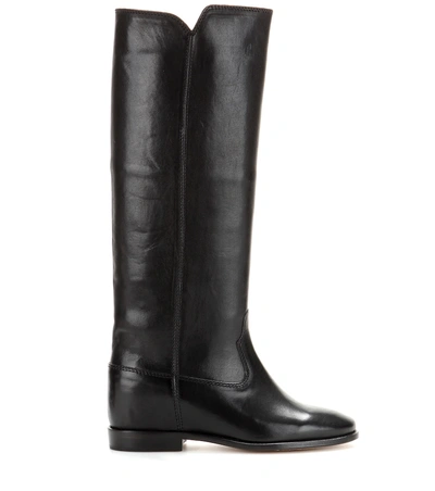 Shop Isabel Marant Chess Leather Boots In Black
