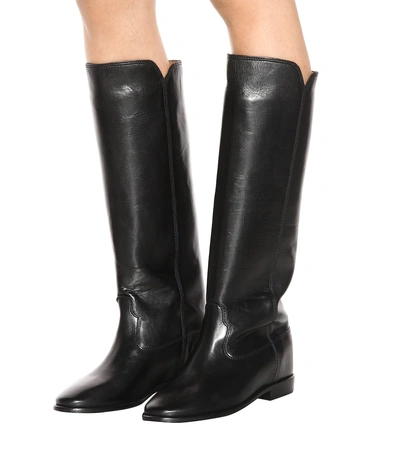 Shop Isabel Marant Chess Leather Boots In Black