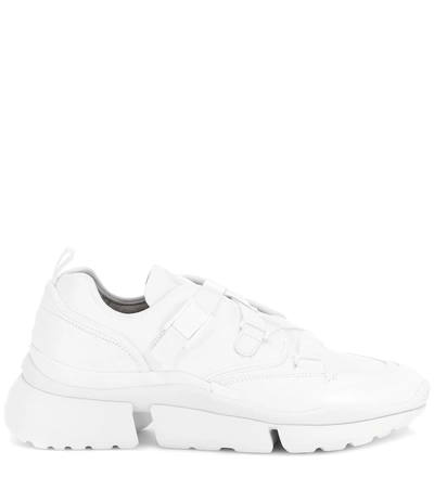Shop Chloé Sonnie Leather Sneakers In White