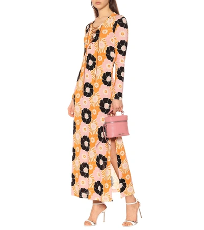 Shop Miu Miu Floral Jersey Maxi Dress In Orange