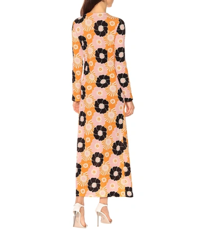 Shop Miu Miu Floral Jersey Maxi Dress In Orange