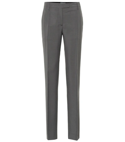 Shop Prada Mohair And Wool Straight Pants In Grey