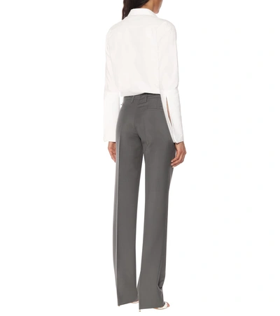 Shop Prada Mohair And Wool Straight Pants In Grey