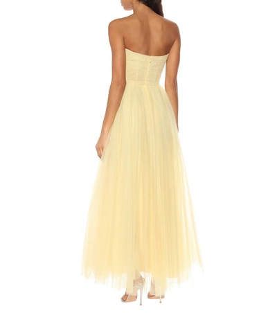 Shop Monique Lhuillier Strapless Tulle Gown In Yellow