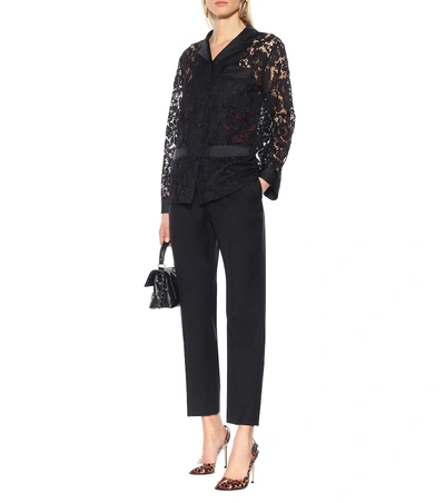 Shop Valentino Lace Pajama Top In Black