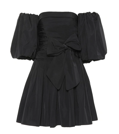 Shop Valentino Cotton-blend Faille Minidress In Black
