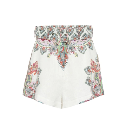 Shop Zimmermann Ninety-six Filigree Linen Shorts In White