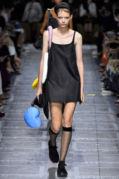 Shop Prada Pinafore Minidress In Black